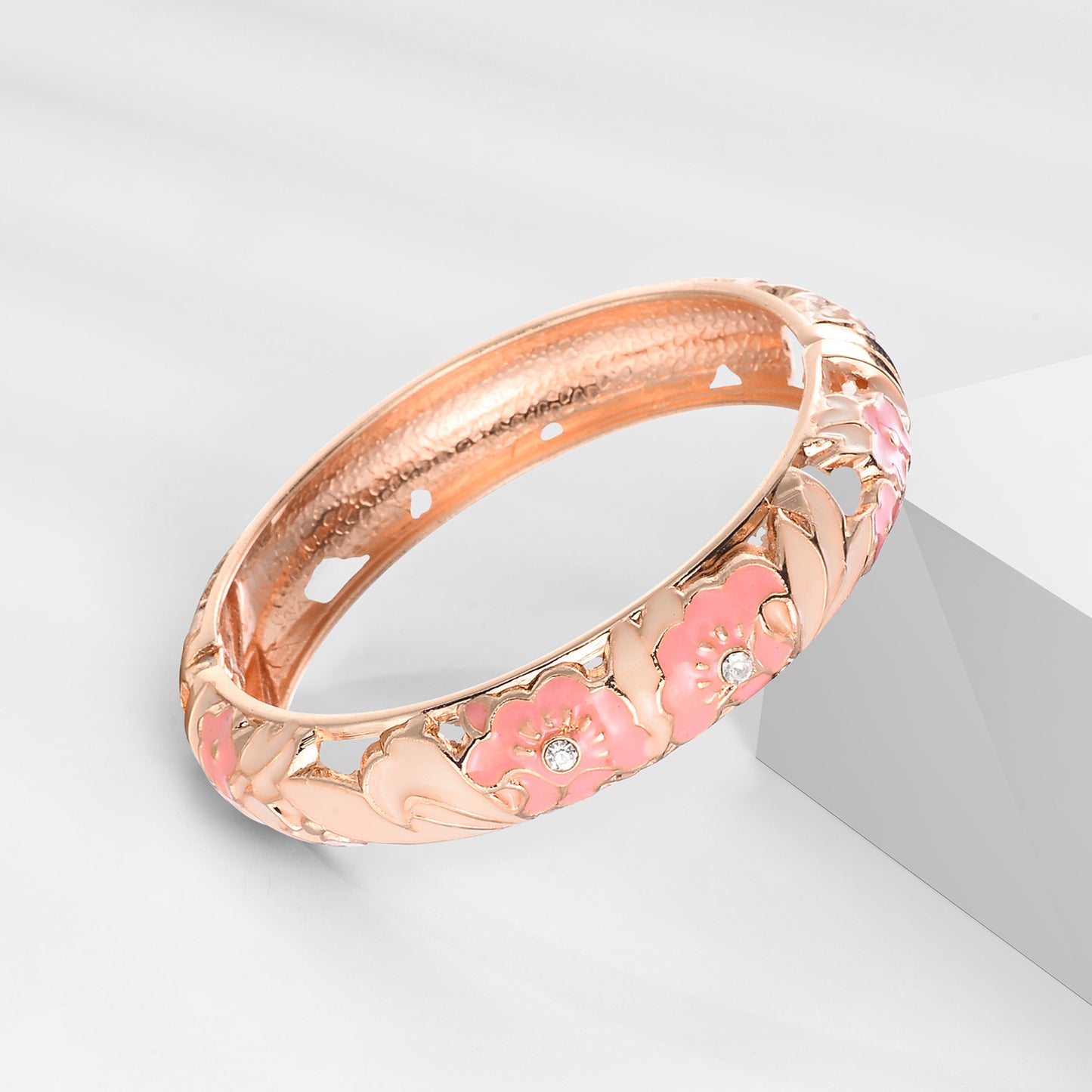 UJOY Cloisonne Bangle Colorful Painted Floral Rose Gold Bracelet Gifts for Women Girls 356145