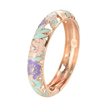 Load image into Gallery viewer, UJOY Cloisonne Bangle Colorful Painted Floral Rose Gold Bracelet Gifts for Women Girls 356145