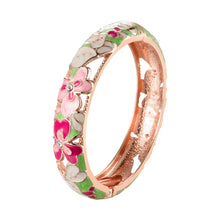 Load image into Gallery viewer, UJOY Cloisonne Bangle Spring Garden Colorful Rose Gold Bracelet Gifts for Women GIrls 362146