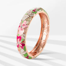 Load image into Gallery viewer, UJOY Cloisonne Bangle Spring Garden Colorful Rose Gold Bracelet Gifts for Women GIrls 362146