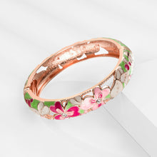 Load image into Gallery viewer, UJOY Cloisonne Bangle Spring Garden Colorful Rose Gold Bracelet Gifts for Women GIrls 362146