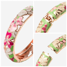 Load image into Gallery viewer, UJOY Cloisonne Bangle Spring Garden Colorful Rose Gold Bracelet Gifts for Women GIrls 362146