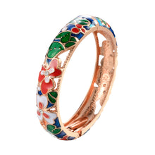 Load image into Gallery viewer, UJOY Cloisonne Bangle Spring Garden Colorful Rose Gold Bracelet Gifts for Women GIrls 362146
