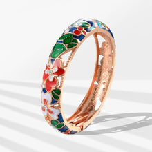Load image into Gallery viewer, UJOY Cloisonne Bangle Spring Garden Colorful Rose Gold Bracelet Gifts for Women GIrls 362146