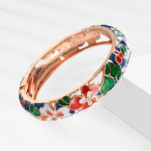 Load image into Gallery viewer, UJOY Cloisonne Bangle Spring Garden Colorful Rose Gold Bracelet Gifts for Women GIrls 362146