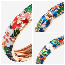 Load image into Gallery viewer, UJOY Cloisonne Bangle Spring Garden Colorful Rose Gold Bracelet Gifts for Women GIrls 362146