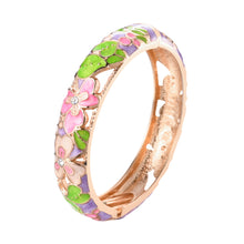 Load image into Gallery viewer, UJOY Cloisonne Bangle Spring Garden Colorful Rose Gold Bracelet Gifts for Women GIrls 362146