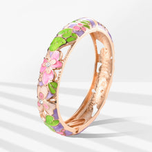 Load image into Gallery viewer, UJOY Cloisonne Bangle Spring Garden Colorful Rose Gold Bracelet Gifts for Women GIrls 362146