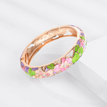 Load image into Gallery viewer, UJOY Cloisonne Bangle Spring Garden Colorful Rose Gold Bracelet Gifts for Women GIrls 362146