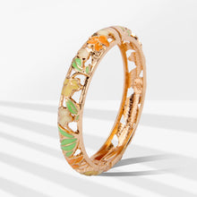 Load image into Gallery viewer, UJOY Vintage Cloisonne Enamel Bangle Gold Plated Hollow Floral Filigree Hinged Bracelet Women Jewelry Gift