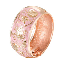 Load image into Gallery viewer, UJOY Cloisonne Bangle Pink Engraved Rose Gold Wide Bangle Gifts for Women Girls 371327