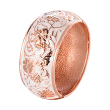 Load image into Gallery viewer, UJOY Cloisonne Bangle Pink Engraved Rose Gold Wide Bangle Gifts for Women Girls 371327