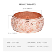 Load image into Gallery viewer, UJOY Cloisonne Bangle Pink Engraved Rose Gold Wide Bangle Gifts for Women Girls 371327
