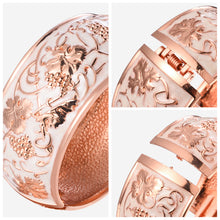 Load image into Gallery viewer, UJOY Cloisonne Bangle Pink Engraved Rose Gold Wide Bangle Gifts for Women Girls 371327