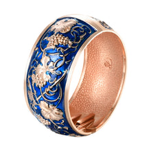 Load image into Gallery viewer, UJOY Cloisonne Bangle Pink Engraved Rose Gold Wide Bangle Gifts for Women Girls 371327