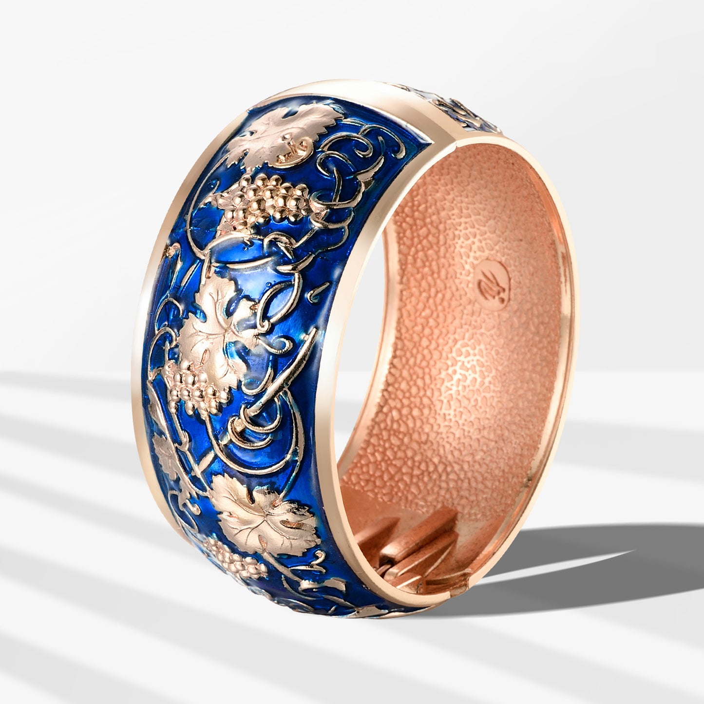 UJOY Cloisonne Bangle Pink Engraved Rose Gold Wide Bangle Gifts for Women Girls 371327