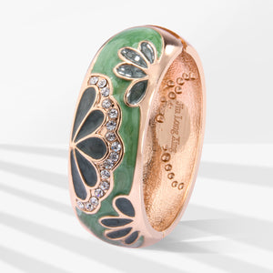 UJOY Cloisonne Bangle Green Butterfly Pattern Rose Gold Bracelet Gifts for Women Girls 377256