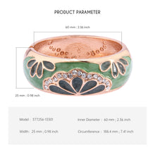 Load image into Gallery viewer, UJOY Cloisonne Bangle Green Butterfly Pattern Rose Gold Bracelet Gifts for Women Girls 377256