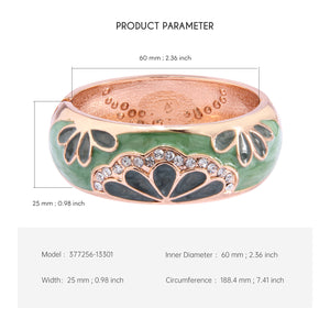UJOY Cloisonne Bangle Green Butterfly Pattern Rose Gold Bracelet Gifts for Women Girls 377256