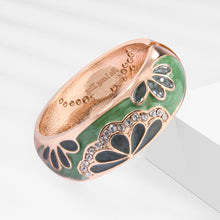 Load image into Gallery viewer, UJOY Cloisonne Bangle Green Butterfly Pattern Rose Gold Bracelet Gifts for Women Girls 377256