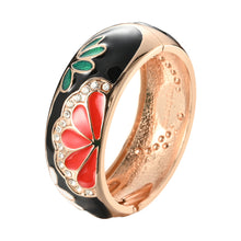 Load image into Gallery viewer, UJOY Cloisonne Bangle Green Butterfly Pattern Rose Gold Bracelet Gifts for Women Girls 377256