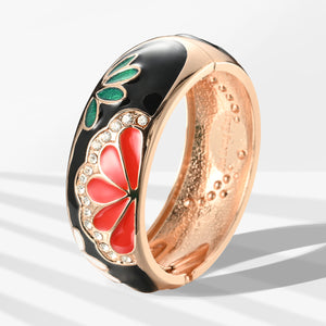 UJOY Cloisonne Bangle Green Butterfly Pattern Rose Gold Bracelet Gifts for Women Girls 377256