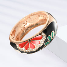 Load image into Gallery viewer, UJOY Cloisonne Bangle Green Butterfly Pattern Rose Gold Bracelet Gifts for Women Girls 377256