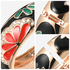 UJOY Cloisonne Bangle Green Butterfly Pattern Rose Gold Bracelet Gifts for Women Girls 377256