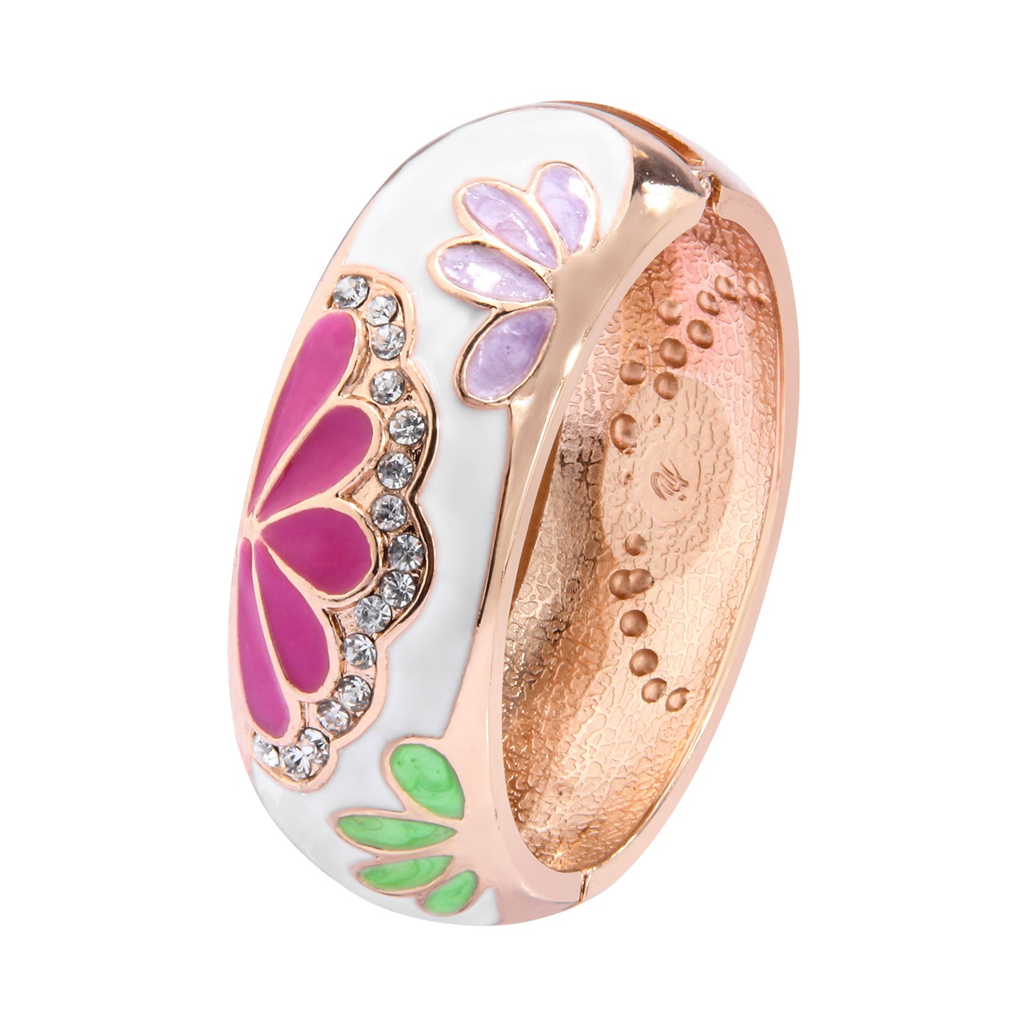 UJOY Cloisonne Bangle Green Butterfly Pattern Rose Gold Bracelet Gifts for Women Girls 377256