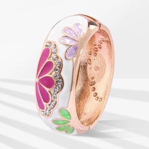 UJOY Cloisonne Bangle Green Butterfly Pattern Rose Gold Bracelet Gifts for Women Girls 377256