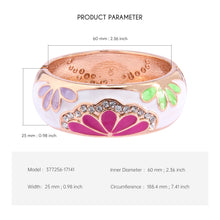 Load image into Gallery viewer, UJOY Cloisonne Bangle Green Butterfly Pattern Rose Gold Bracelet Gifts for Women Girls 377256