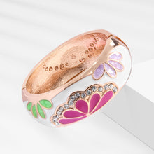 Load image into Gallery viewer, UJOY Cloisonne Bangle Green Butterfly Pattern Rose Gold Bracelet Gifts for Women Girls 377256