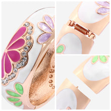 Load image into Gallery viewer, UJOY Cloisonne Bangle Green Butterfly Pattern Rose Gold Bracelet Gifts for Women Girls 377256