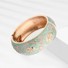 Load image into Gallery viewer, UJOY Cloisonne Bangle Colorful Painted Floral Rose Gold Bracelet Gifts for Women Girls 380256