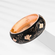 Load image into Gallery viewer, UJOY Cloisonne Bangle Colorful Painted Floral Rose Gold Bracelet Gifts for Women Girls 380256