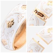 Load image into Gallery viewer, UJOY Cloisonne Bangle Colorful Painted Floral Rose Gold Bracelet Gifts for Women Girls 380256