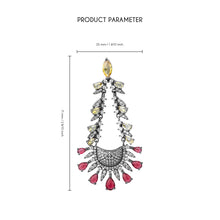 Cargar imagen en el visor de la galería, UJOY Bib-Style Chandelier Earrings – Gunmetal Tone with Multicolor Rhinestones