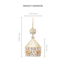 Cargar imagen en el visor de la galería, UJOY Tent-Shaped Chandelier Earrings – Gold Plated with Clear Crystal Rhinestones
