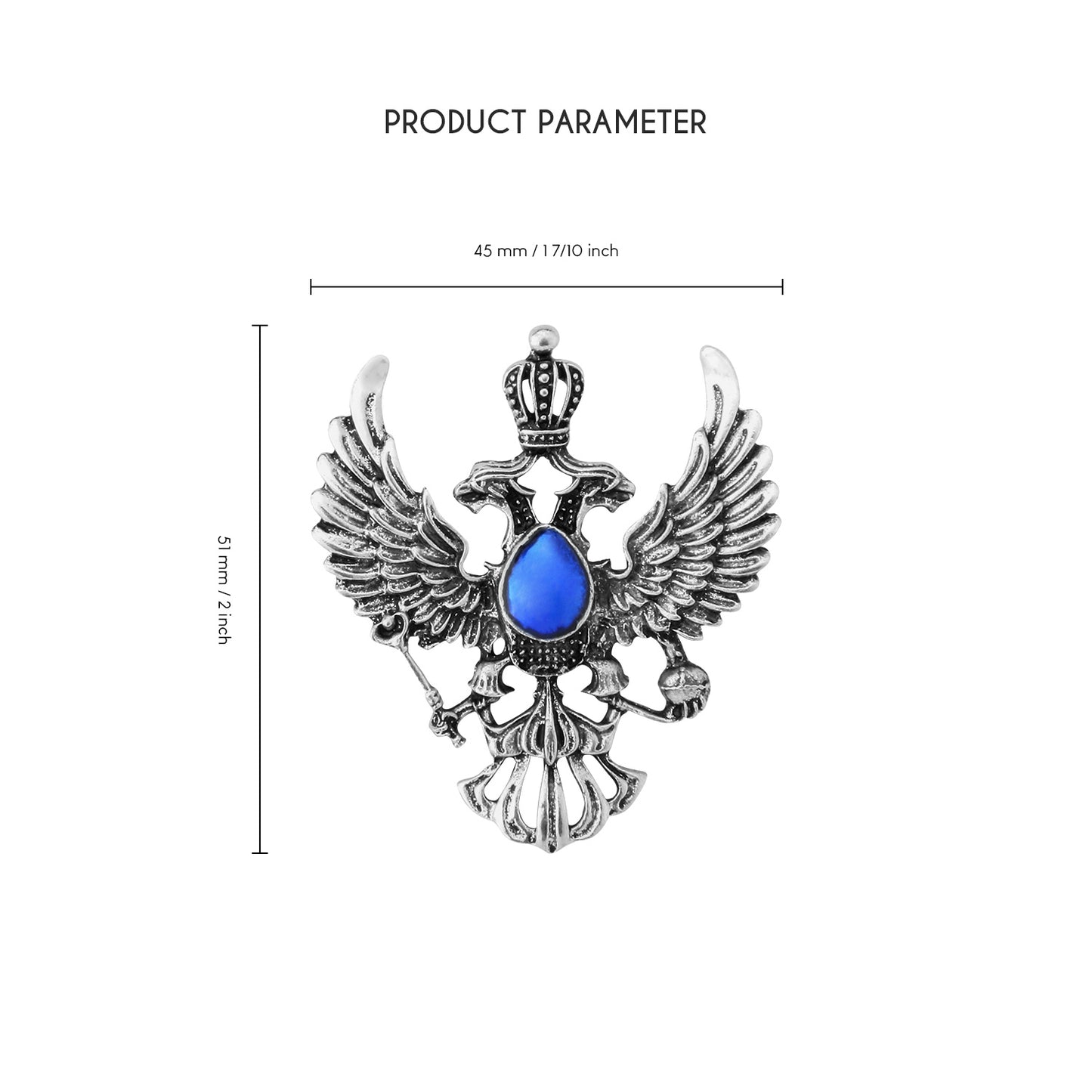 UJOY Royal Blue Wing Double-Headed Eagle Badge Brooch Fashion Temperament Brooch Gifts for Men and Women