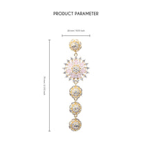 Cargar imagen en el visor de la galería, UJOY Pink Floral Drop Earrings – Gold Plated Zinc Alloy with Crystal Rhinestones