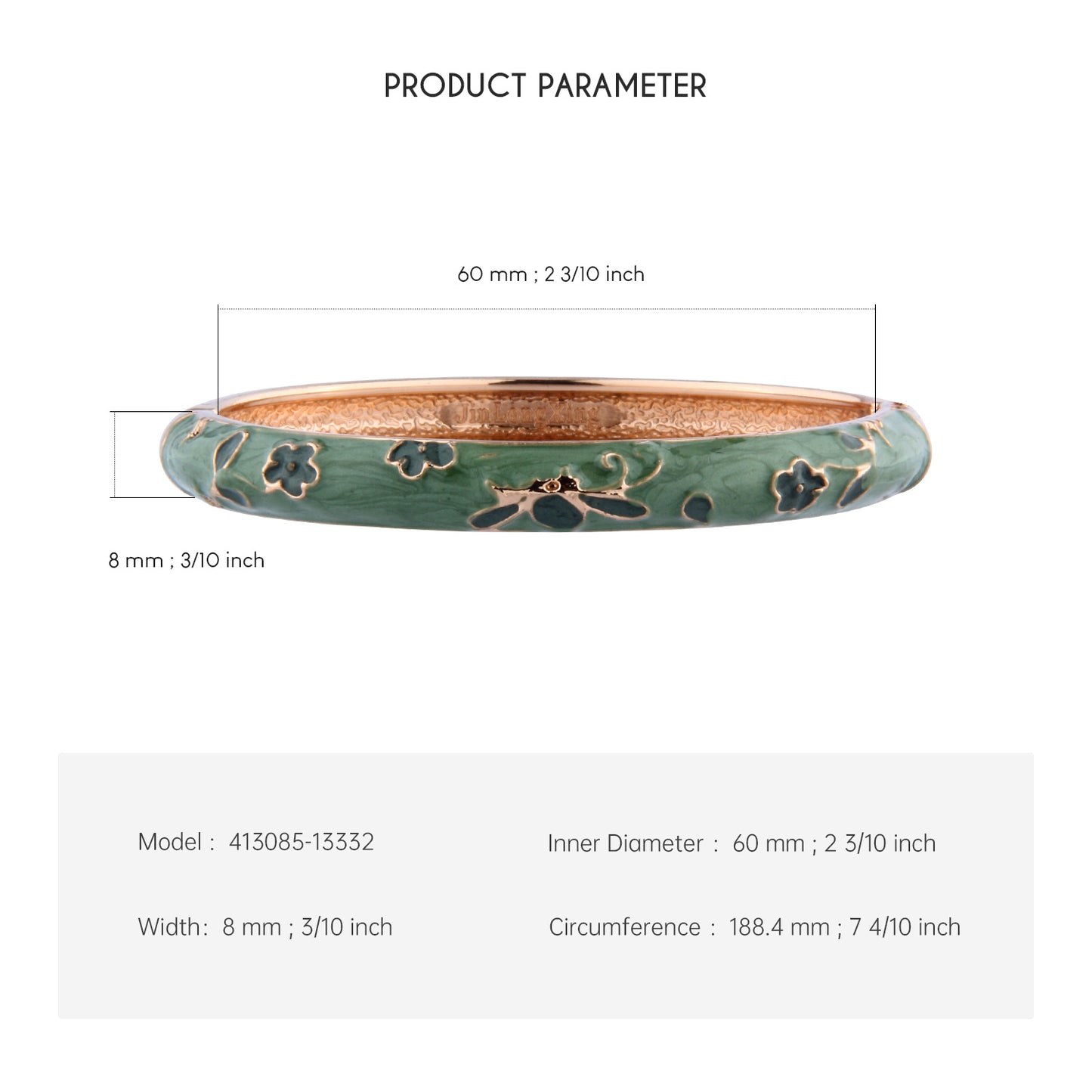 UJOY Cloisonne Bangle Colorful Painted Floral Rose Gold Bracelet Gifts for Women Girls 413085