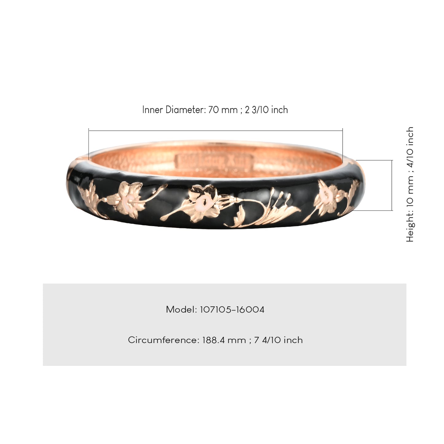 UJOY Cloisonne Bangle Black Green Gold Fashion Striped Bracelet Gifts for Mom Women Girls107105