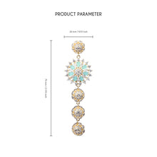 Cargar imagen en el visor de la galería, UJOY Mint Green Floral Drop Earrings – Gold Plated Zinc Alloy with Crystal Rhinestones