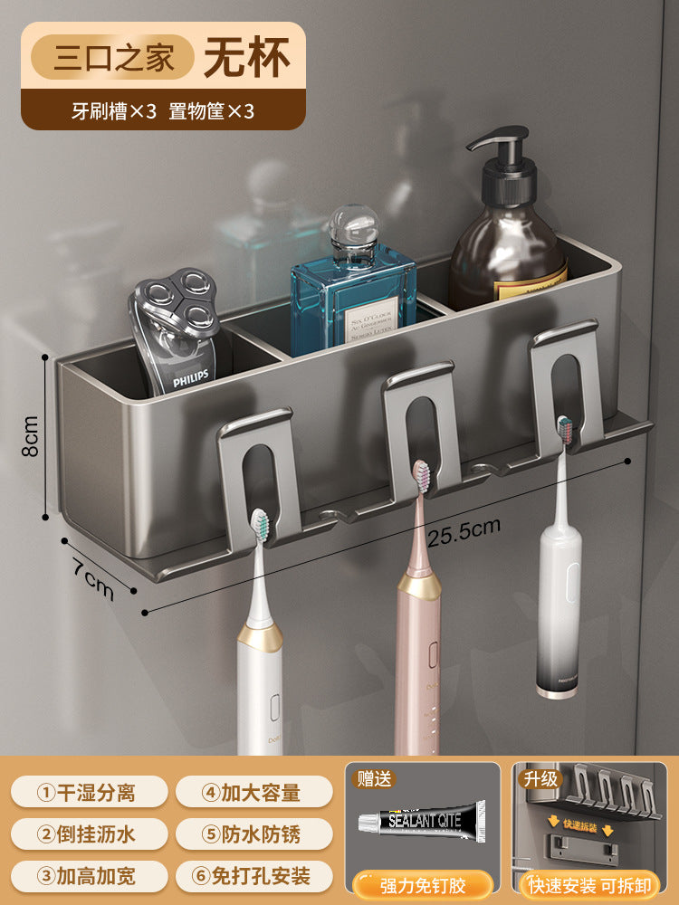 3 Cups Holders High Quality Gray Aluminium for Bathroom