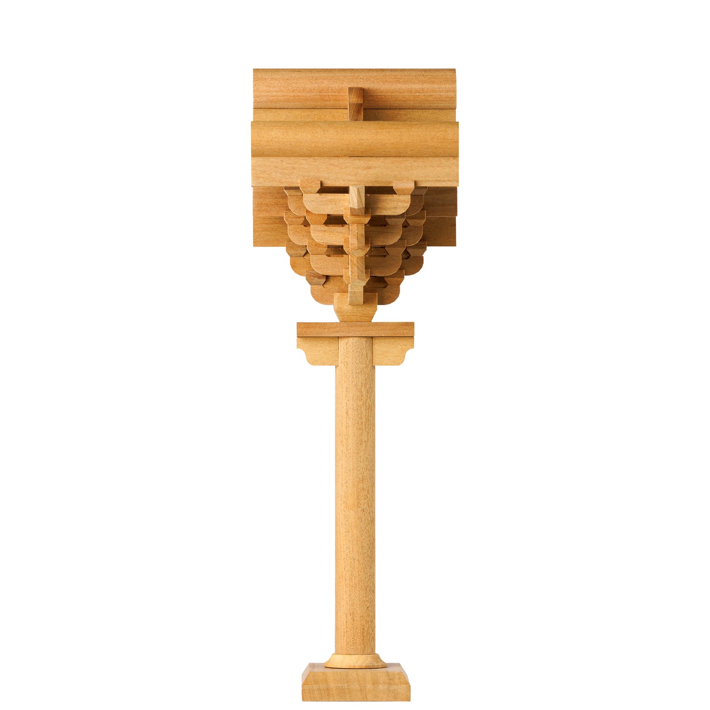 SARIHOSY Natural Wood Forbidden City Seven Steps on Dougong Building Blocks Wooden Puzzles for Adults and Teenagers