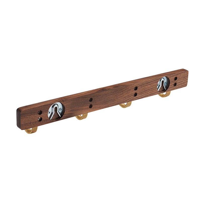 SARIHOSY 4 Hangers Rack Walnut Wood Gold Plated Zinc Alloy Hooks Rack Wall Mounted for Bathroom Kitchen 101-4