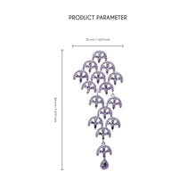 Cargar imagen en el visor de la galería, UJOY Palace-Style Cascading Drop Earrings – Silver Plated with Purple Crystal Accents