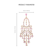 Cargar imagen en el visor de la galería, UJOY Palace-Style Chandelier Earrings – Gold Plated with Pink Rhinestones