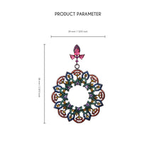 Load image into Gallery viewer, UJOY Vintage Gunmetal Floral Hoop Earrings with Colorful Rhinestones – Palace Style