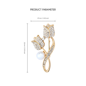 UJOY Gold Pearl Brooch With Diamonds and Pearls Gifts for Men Women Wife Wedding Party